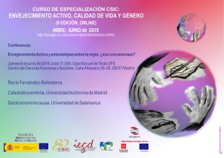 Cartel del seminario Conferencia “Envejecimiento Activo y estereotipos sobre la vejez: ¿son una amenaza?"