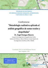 Cartel de la conferencia Conferencia "Metodología cualitativa aplicada al análisis geográfico de zonas rurales y despobladas"