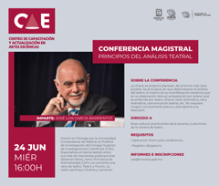 Cartel de la conferencia Conferencia magistral “Principios del análisis teatral”
