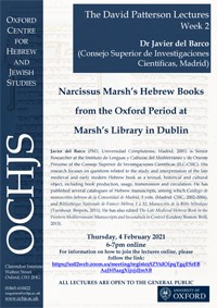 Conferencia "Narcissus Marsh’s Hebrew Books from the Oxford Period at Marsh’s Library in Dublin" Conferencia "Narcissus Marsh’s Hebrew Books from the Oxford Period at Marsh’s Library in Dublin"