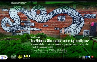 Cartel de la conferencia Conferencia Los sistemas alimentarios locales agroecológicos: sostenibilidad, innovación social y gobernanza
