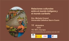 Cartel del seminario Webinar "Relaciones culturales entre el mundo indígena y el mundo caribeño"