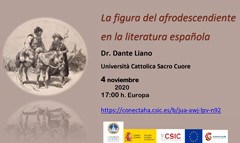 Cartel del evento Webinar "La figura del afrodescendiente en la literatura española