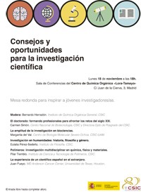Cartel del evento Consejos y oportunidades para la investigación científica
