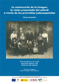 Cartel de la conferencia Conferencia:"La construcción de la imagen: la visión proyectada del sefardí a través de los proverbios judeoespañoles"