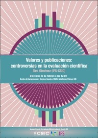 Cartel del seminario Seminario "Valores y publicaciones: controversias en la evaluación científica"