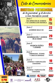 cartel Ciclo de Conversatorios "Identidad Patrimonial de la juventud y el derecho a una moratoria social"