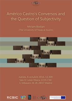 Cartel del seminario Seminario CORPI: "Américo Castro's Conversos and the Question of Subjectivity"