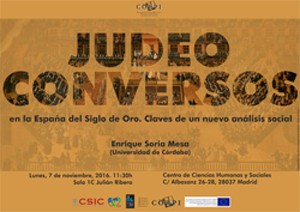 Cartel del seminario Seminario CORPI: "Judeo Conversos, en la España del Siglo de Oro. Claves de un nuevo análisis social"