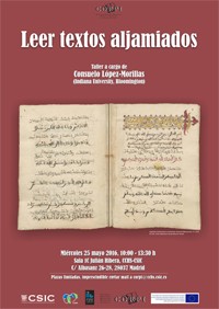Cartel del seminario Seminario-Taller CORPI: "Leer textos aljamiados"