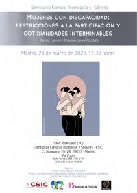 Seminario Ciencia, Tecnología y Género: "Mujeres con discapacidad: restricciones a la participación y cotidianidades interminables" Cartel del seminario