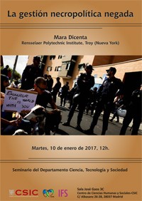 Cartel del seminario Seminario CTS: "La gestión necropolítica negada"