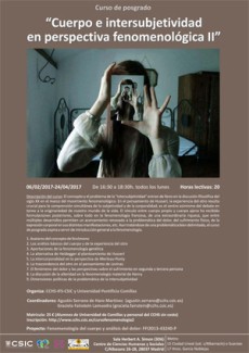 Cartel del curso fenomenología Curso de posgrado “Cuerpo e intersubjetividad en perspectiva fenomenológica II"