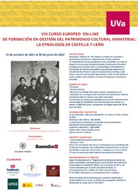 Cartel del curso VIII Curso europeo online de formación en Gestión del patrimonio cultural inmaterial: La etnología de Castilla y León
