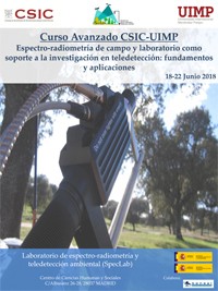 Cartel del curso Curso UIMP-CSIC: "Espectro-radiometría de campo y laboratorio como soporte a la investigación en teledetección: fundamentos y aplicaciones"