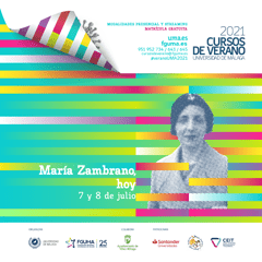 Cartel de la conferencia Cursos de verano UMA: "María Zambrano, hoy"