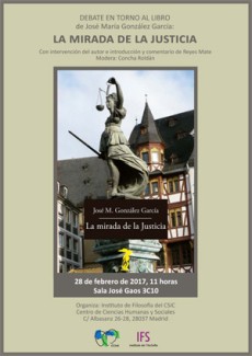 Portada libro Debate en torno al libro "La mirada de la justicia", de José María González García