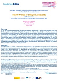 Cartel del Ciclo de conferencias y curso de posgrado Ciclo de conferencias y curso de posgrado: "Demography Today: "Global Trends in Lifespan Inequality"