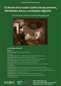 Cartel del seminario Jornada Internacional "El desván de la razón: Cultivo de las pasiones, identidades éticas y sociedades digitales"