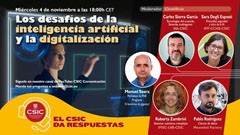 Cartel del evento Webinar “Los desafíos de la Inteligencia artificial y la digitalización”
