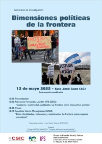 Cartel del seminario Seminario de Investigación «Dimensiones políticas de la frontera»