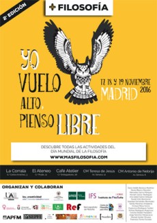 Cartel de la mesa redonda 2ª Edición, + Filosofía. "Día Mundial de la Filosofía: Yo Vuelo Alto, Pienso Libre"