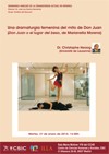 Cartel del seminario Seminario 'Análisis de la Dramaturgia Actual en Español (ADAE)': "Una dramaturgia femenina sobre del mito de Don Juan ('Don Juan o el lugar del beso') de Marianella Morena