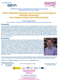 Cartel del seminario Ciclo de conferencias de la FBBVA «Demography Today»: "Return Migration Selection and its Impact on the Migrant Mortality Advantage: New Evidence Using French Pension Data"