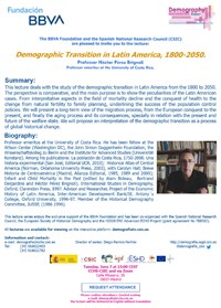 Cartel de la conferencia Ciclo de conferencias de la FBBVA «Demography Today»: "Demographic Transition in Latin America, 1800-2050"