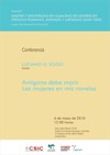 Cartel de la conferencia Conferencia "Antígona debe morir. Las mujeres en mis novelas"