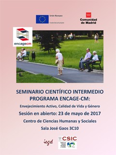 Cartel del seminario Seminario Científico Intermedio Programa ENCAGE-CM: Envejecimiento Activo, Calidad de Vida y Género"