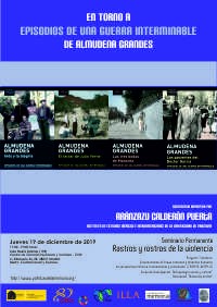 Cartel del seminario Seminario permanente 'Rastros y Rostros de la Violencia': ""En torno a "Episodios de una guerra interminable" de Almudena Grandes"