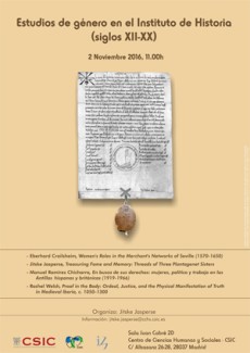 Cartel del seminario Seminario: "Estudios de género en el Instituto de Historia (Siglos XII-XX)"