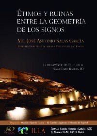 Cartel de la conferencia Conferencia "Étimos y ruinas entre la geometría de los signos"