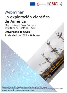 Cartel del evento Webminar "La exploración científica de América"