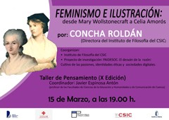 Cartel de la conferencia Conferencia "Feminismo e Ilustración: desde Mary Wollstonecraft a Celia Amorós"