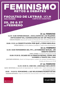Cartel del ciclo de conferencias Conferencia: "Inferioridad y exclusión de las mujeres: antecedentes y consecuencias de un prejuicio"