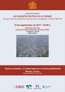 Cartel del seminario Seminario Permanente: "La Filosofía Política de la Ciudad"