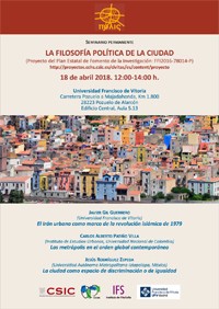 Cartel del seminario Seminario permanente «La filosofía política de la ciudad»