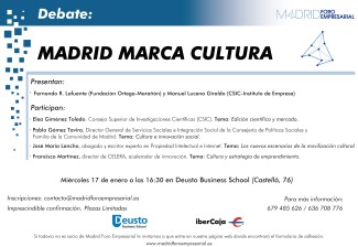 Cartel del evento Debate "Madrid Marca Cultura"