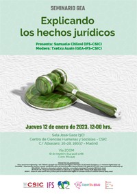 Cartel del seminario Seminario GEA (Grupo de Ética Aplicada): "Explicando los hechos jurídicos"