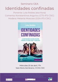 Cartel del seminario Seminario GEA (Grupo de Ética Aplicada): "Identidades confinadas"