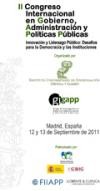 Cartel del congreso II Congreso Internacional en Gobierno, Administración y Políticas Públicas. Innovación y Liderazgo Público: Desafíos para la Democracia y las Instituciones