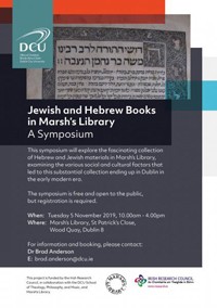 Cartel del simposio Symposium on Jewish and Hebrew Books at Marsh's Library
