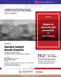Cartel del evento Seminario de Movimientos Sociales, Memoria e Historia del Tiempo Presente. Lectura de "Sobre la historia del presente", de Julio Aróstegui