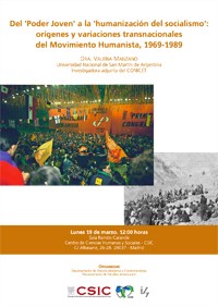 Cartel del seminario Seminario "Del 'Poder Joven' a la 'humanización del socialismo': orígenes y variaciones transnacionales del Movimiento Humanista, 1969-1989"