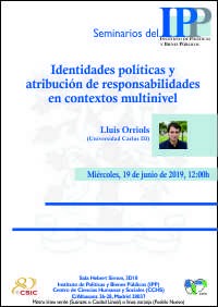 Cartel del seminario Seminario IPP: "Identidades políticas y atribución de responsabilidades en contextos multinivel"