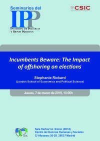 Cartel del seminario Seminario IPP: "Incumbents Beware: The Impact of offshoring on elections"