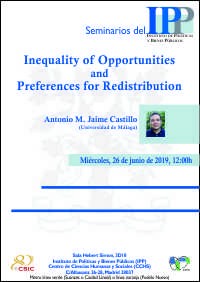 Cartel del seminario Seminario IPP: “Inequality of Opportunities and Preferences for Redistribution"