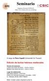 Cartel del seminario Seminario "Edición de textos hebreos medievales"